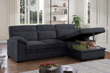 Kipling II 92.5"W Dark Gray Chenille Fabric Sleeper Sectional Sofa with Right-Facing Chaise, Cupholders, USB Charging port