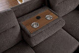 Kipling II 92.5"W Brown Chenille Fabric Sleeper Sectional Sofa with Right-Facing Chaise, Cupholders, USB Charging port