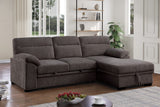 Kipling II 92.5"W Brown Chenille Fabric Sleeper Sectional Sofa with Right-Facing Chaise, Cupholders, USB Charging port