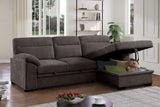 Kipling II 92.5"W Brown Chenille Fabric Sleeper Sectional Sofa with Right-Facing Chaise, Cupholders, USB Charging port