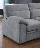 Kipling II 92.5"W Light Gray Chenille Fabric Sleeper Sectional Sofa with Right-Facing Chaise, Cupholders, USB Charging port