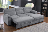 Kipling II 92.5"W Light Gray Chenille Fabric Sleeper Sectional Sofa with Right-Facing Chaise, Cupholders, USB Charging port