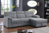 Kipling II 92.5"W Light Gray Chenille Fabric Sleeper Sectional Sofa with Right-Facing Chaise, Cupholders, USB Charging port