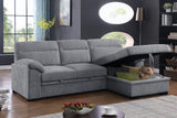 Kipling II 92.5"W Light Gray Chenille Fabric Sleeper Sectional Sofa with Right-Facing Chaise, Cupholders, USB Charging port