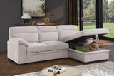 Kipling II 92.5"W Beige Chenille Fabric Sleeper Sectional Sofa with Right-Facing Chaise, Cupholders, USB Charging port