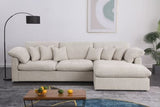 Eloise 121"W Beige Chenille Sectional Sofa with Right-Facing Chaise, 6 Throw Pillows