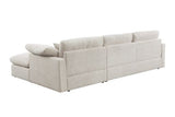 Eloise 121"W Beige Chenille Sectional Sofa with Right-Facing Chaise, 6 Throw Pillows