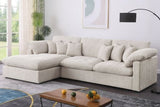 Eloise 121"W Beige Chenille Sectional Sofa with Left-Facing Chaise, 6 Throw Pillows