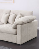 Eloise 121"W Beige Chenille Sectional Sofa with Left-Facing Chaise, 6 Throw Pillows