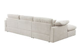 Eloise 121"W Beige Chenille Sectional Sofa with Left-Facing Chaise, 6 Throw Pillows