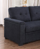 Lucca II 84.5"W Dark Gray Woven Fabric Reversible Sleeper Sectional Sofa with Storage Chaise