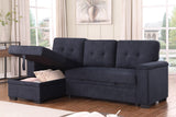 Lucca II 84.5"W Dark Gray Woven Fabric Reversible Sleeper Sectional Sofa with Storage Chaise