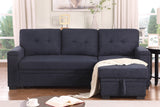 Lucca II 84.5"W Dark Gray Woven Fabric Reversible Sleeper Sectional Sofa with Storage Chaise