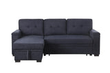 Lucca II 84.5"W Dark Gray Woven Fabric Reversible Sleeper Sectional Sofa with Storage Chaise