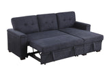 Lucca II 84.5"W Dark Gray Woven Fabric Reversible Sleeper Sectional Sofa with Storage Chaise