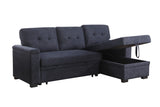 Lucca II 84.5"W Dark Gray Woven Fabric Reversible Sleeper Sectional Sofa with Storage Chaise