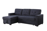 Lucca II 84.5"W Dark Gray Woven Fabric Reversible Sleeper Sectional Sofa with Storage Chaise