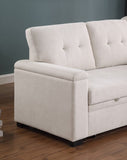 Lucca II 84.5"W Beige Woven Fabric Reversible Sleeper Sectional Sofa with Storage Chaise