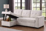 Lucca II 84.5"W Beige Woven Fabric Reversible Sleeper Sectional Sofa with Storage Chaise