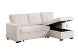 Lucca II 84.5"W Beige Woven Fabric Reversible Sleeper Sectional Sofa with Storage Chaise