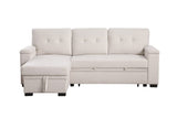 Lucca II 84.5"W Beige Woven Fabric Reversible Sleeper Sectional Sofa with Storage Chaise