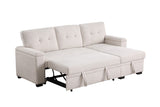 Lucca II 84.5"W Beige Woven Fabric Reversible Sleeper Sectional Sofa with Storage Chaise