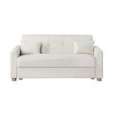 Thomas 66"W White Fabric Convertible Sleeper Loveseat with Storage