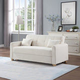 Thomas 66"W White Fabric Convertible Sleeper Loveseat with Storage