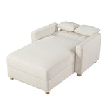 Thomas 42.5"W White Fabric Convertible Sleeper Chaise Lounge Chair with Storage