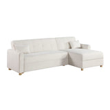 Thomas 99.5"W White Fabric Convertible Sleeper Sectional Sofa with Reversible Chaise and Storage