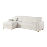 Thomas 99.5"W White Fabric Convertible Sleeper Sectional Sofa with Reversible Chaise and Storage