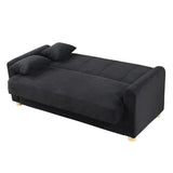 Thomas 66"W Black Fabric Convertible Sleeper Loveseat with Storage