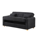 Thomas 66"W Black Fabric Convertible Sleeper Loveseat with Storage