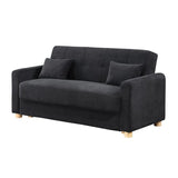 Thomas 66"W Black Fabric Convertible Sleeper Loveseat with Storage