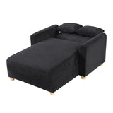 Thomas 42.5"W Black Fabric Convertible Sleeper Chaise Lounge Chair with Storage