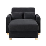 Thomas 42.5"W Black Fabric Convertible Sleeper Chaise Lounge Chair with Storage