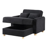 Thomas 42.5"W Black Fabric Convertible Sleeper Chaise Lounge Chair with Storage