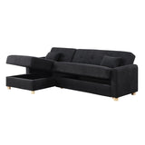 Thomas 99.5"W Black Fabric Convertible Sleeper Sectional Sofa with Reversible Chaise and Storage