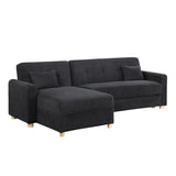 Thomas 99.5"W Black Fabric Convertible Sleeper Sectional Sofa with Reversible Chaise and Storage