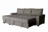 Namir 90.5"W Brown Flannel Fabric Sleeper Sectional with Left-Facing Storage Chaise