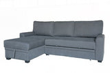 Namir 90.5"W Gray Flannel Fabric Sleeper Sectional with Left-Facing Storage Chaise