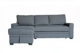 Namir 90.5"W Gray Flannel Fabric Sleeper Sectional with Left-Facing Storage Chaise