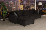 Polaris Black Chenille 125"W Reversible Sectional Sofa