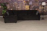 Polaris Black Chenille 125"W Reversible Sectional Sofa