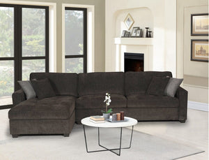 Polaris Black Chenille 125"W Reversible Sectional Sofa