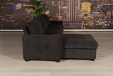 Polaris Black Chenille 125"W Reversible Sectional Sofa