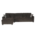 Polaris Black Chenille 125"W Reversible Sectional Sofa