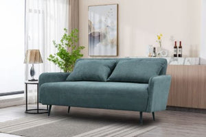 Lawson 61"W Gray Fabric Convertible Loveseat Sleeper with Pillows