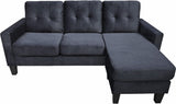 Everett 72.5"W Black Velvet Reversible Sectional Sofa Chaise