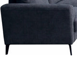 Jackson 84.5"W Black Chenille Sofa with Black Metal Legs